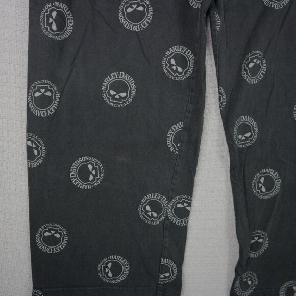 Harley Davidson Vintage Skull Logo Cotton Baggy Thin Pants - Picture 5 of 8